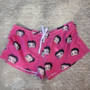Betty Boop Pink Thermal Booty Short Lounge Shorts, Size L